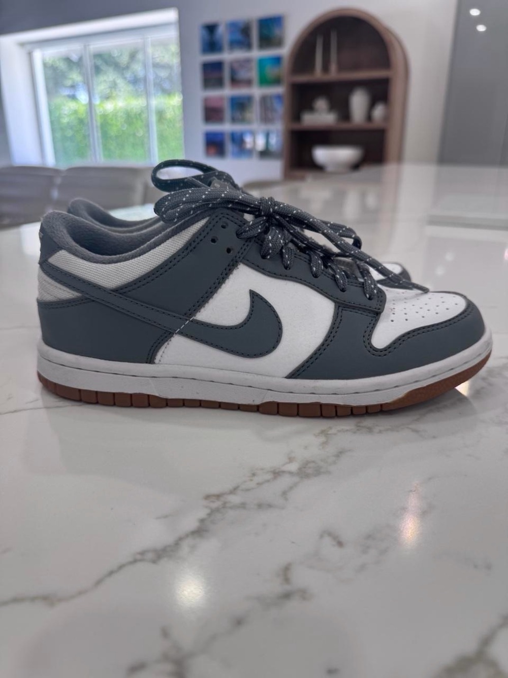 Nike Kids Gray and White Low-Top Sneakers with Gum Outsole